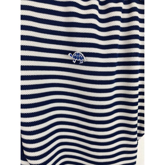 Vintage Star Shine Blue/White Striped Sleeveless Polo Midi Dress Size 12 Turtle - Picture 4 of 8
